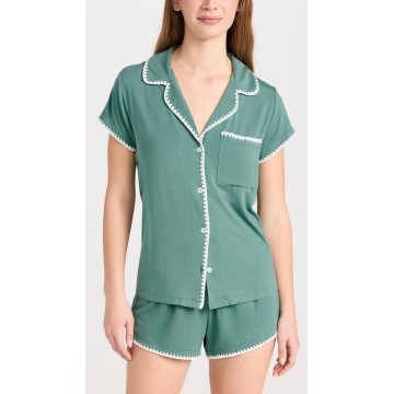 Women's Frida- The Tencel Modal Short PJ Set, Agave/Ivory, Green, M