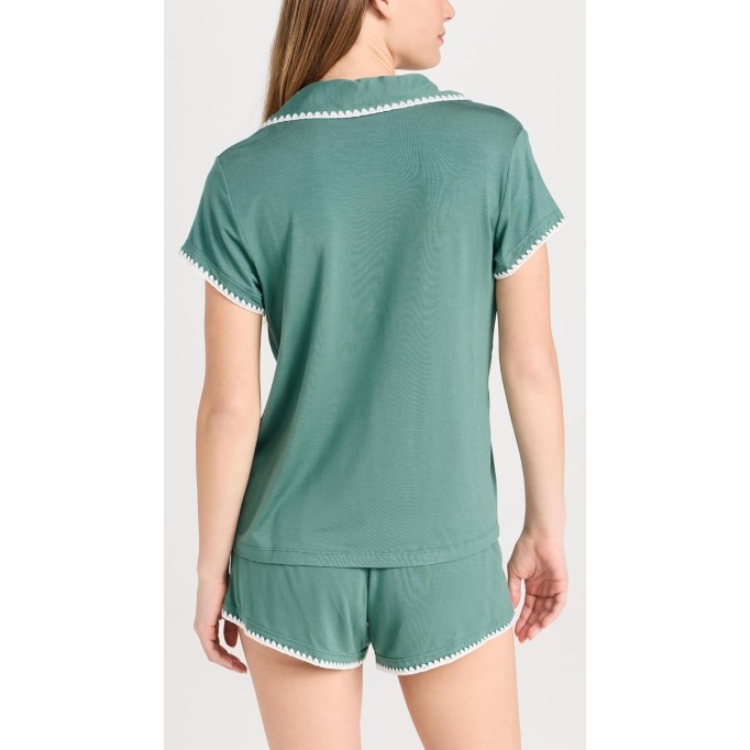 Women's Frida- The Tencel Modal Short PJ Set, Agave/Ivory, Green, M