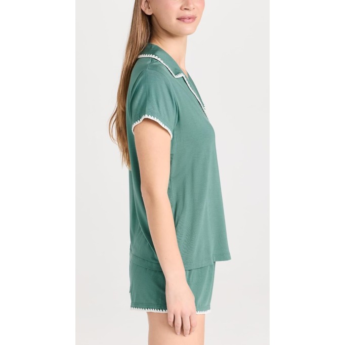 Women's Frida- The Tencel Modal Short PJ Set, Agave/Ivory, Green, M