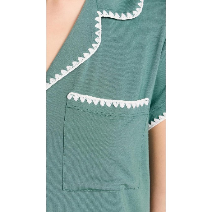 Women's Frida- The Tencel Modal Short PJ Set, Agave/Ivory, Green, M