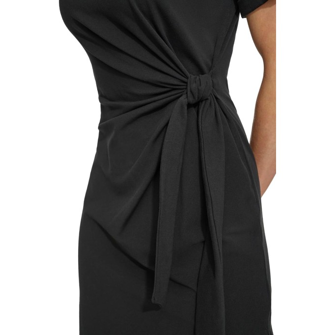 Women's Front Tie Boat Neck Short Sleeve Dress